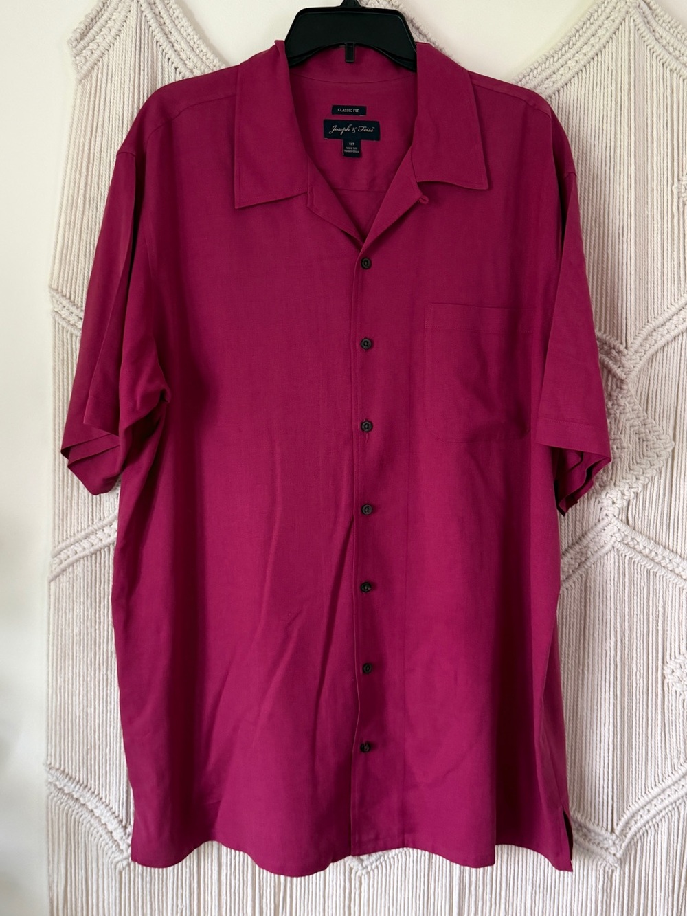 Joseph & Feiss Raspberry Pink Silk Button Down Shirt XL Tall